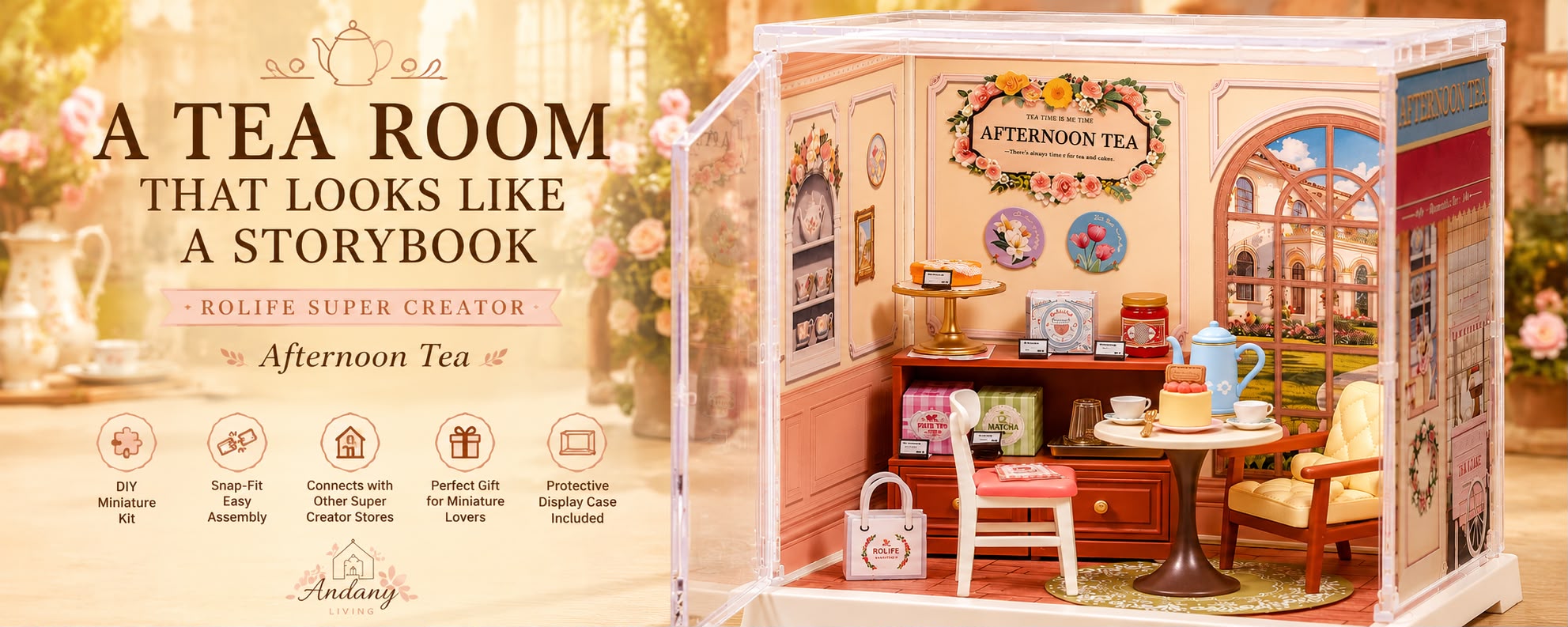 Rolife Super Creator Afternoon Tea Miniature Kit – A Tea Room That Looks Like a Storybook