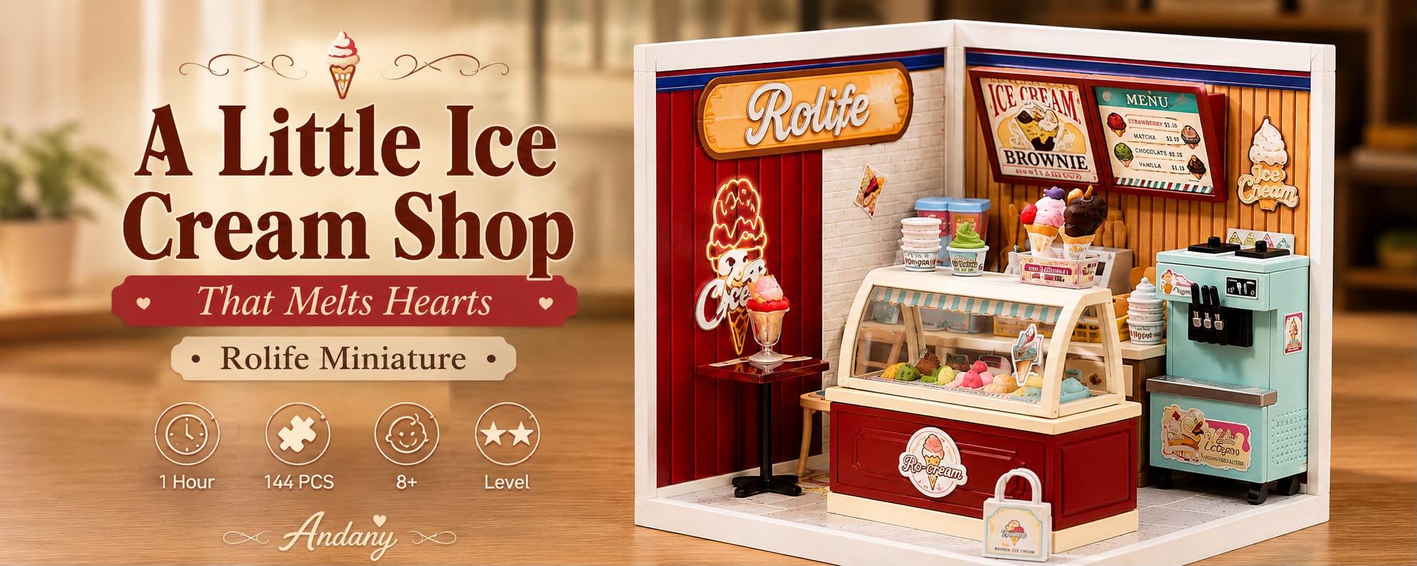 Rolife Miniature Ice Cream Shop Kit – Super Creator DIY Miniature House