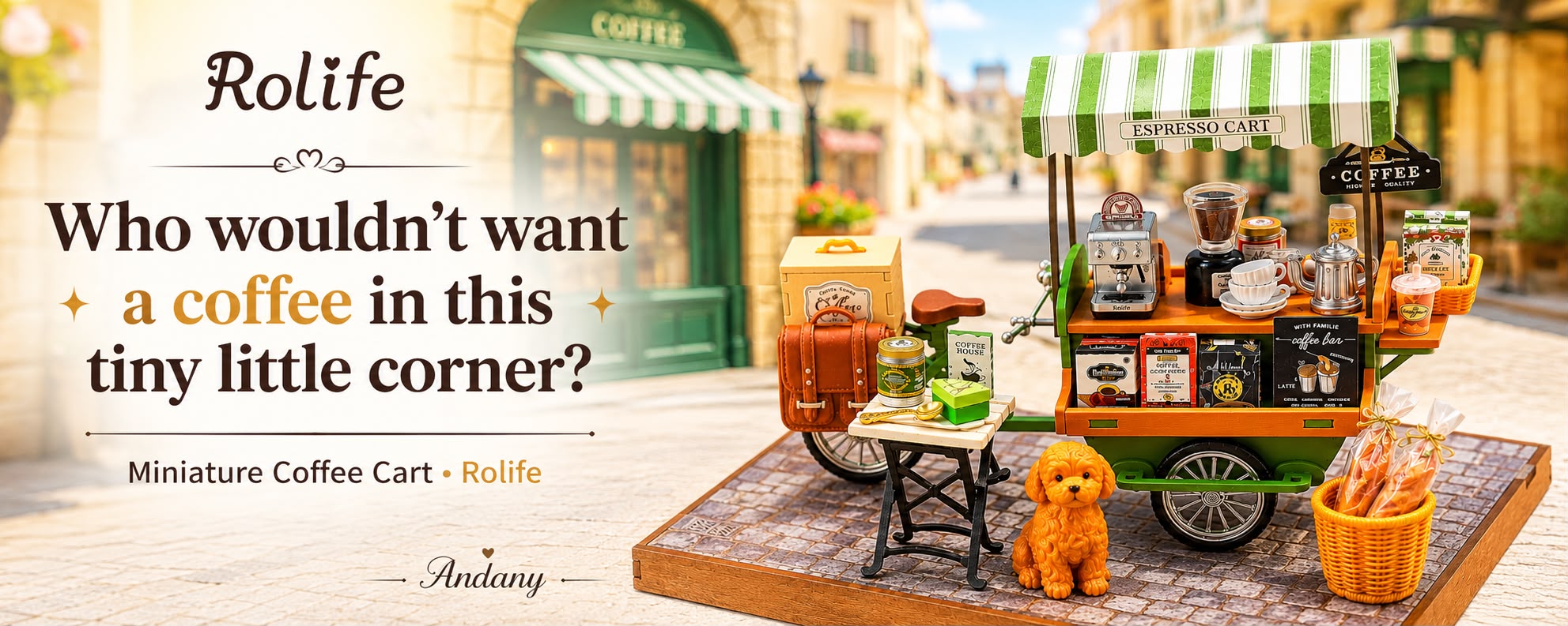 Rolife Miniature Coffee Cart DIY Kit – Build a Charming European Coffee Corner