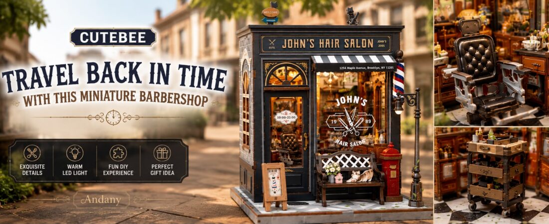 CUTEBEE John’s Hair Salon Review – A Stunning Vintage Miniature Barbershop DIY Kit