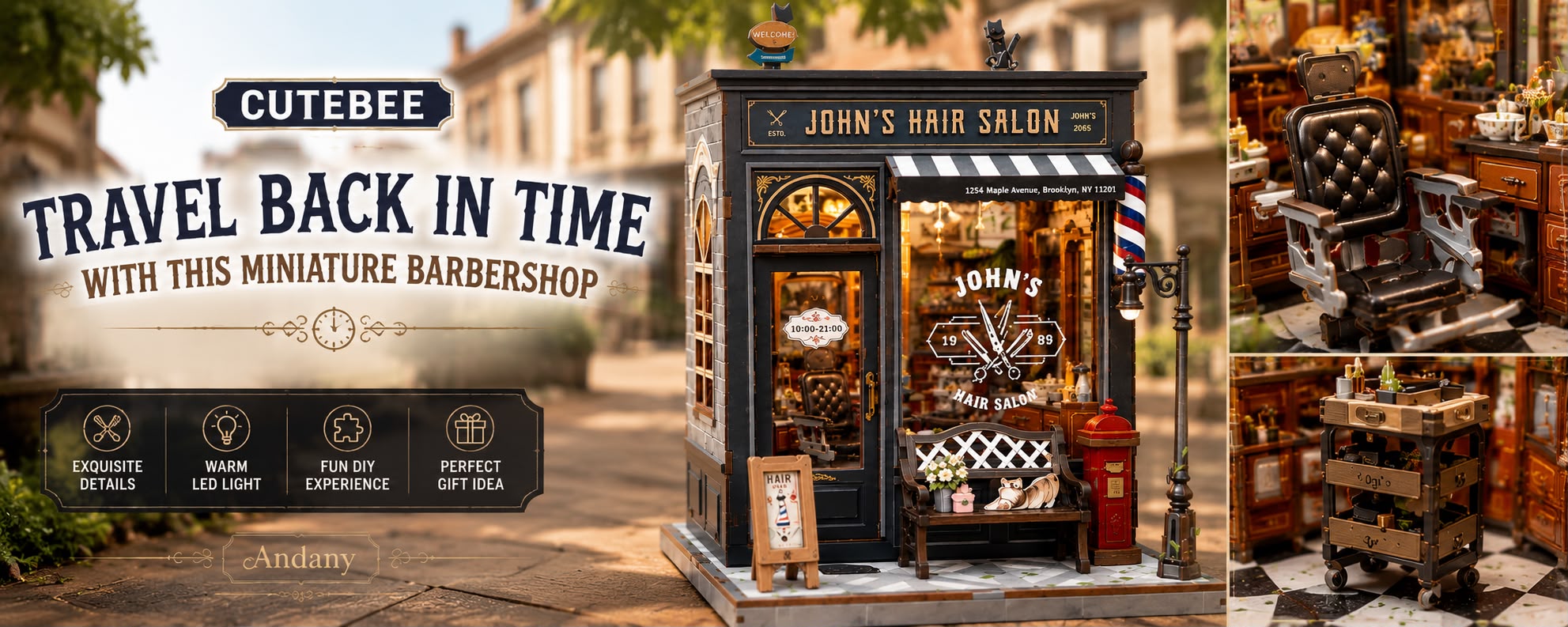 CUTEBEE John’s Hair Salon Review – A Stunning Vintage Miniature Barbershop DIY Kit