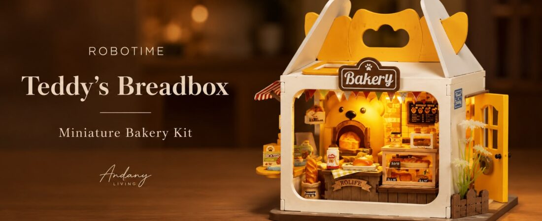 Robotime Teddy’s Breadbox DIY Miniature Bakery Kit | Cozy Miniature Bakery