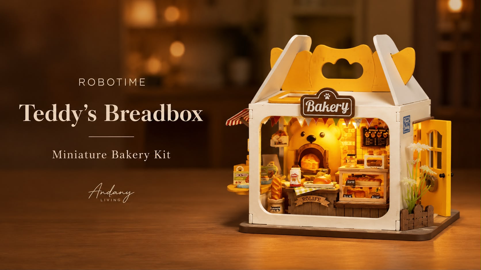 Robotime Teddy’s Breadbox DIY Miniature Bakery Kit | Cozy Miniature Bakery