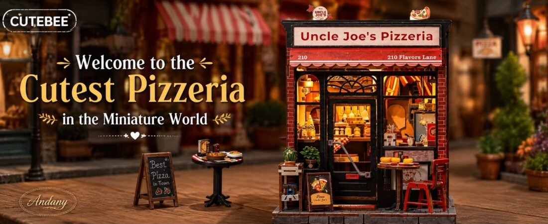 🍕 CUTEBEE Uncle Joe’s Pizzeria Miniature Book Nook Kit