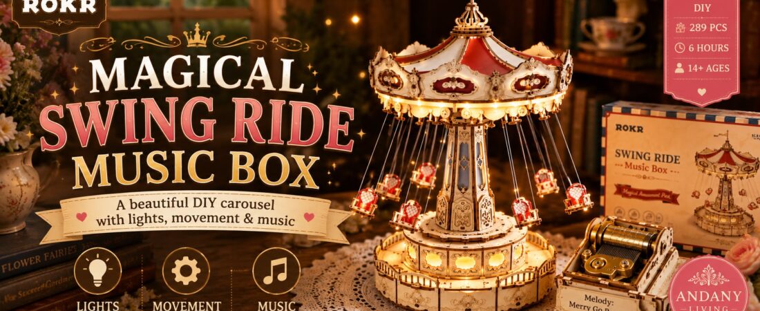 ROKR Swing Ride Music Box Review | Magical DIY Carousel with Lights & Music