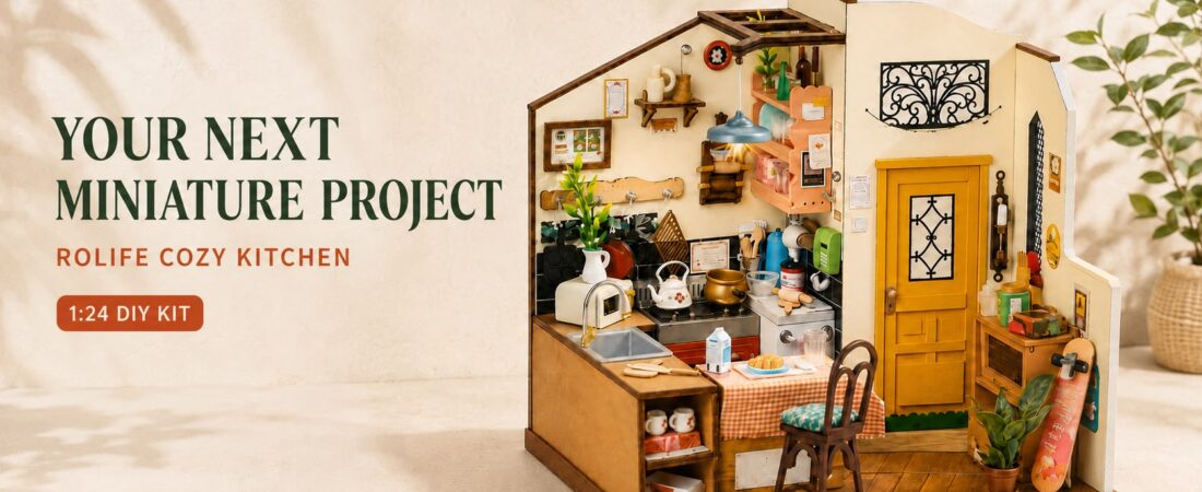 Rolife Cozy Kitchen DIY Miniature Kit | 1:24 Scale
