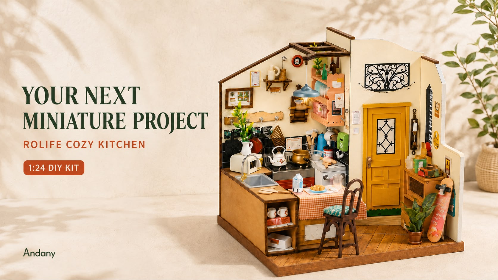 Rolife Cozy Kitchen DIY Miniature Kit | 1:24 Scale